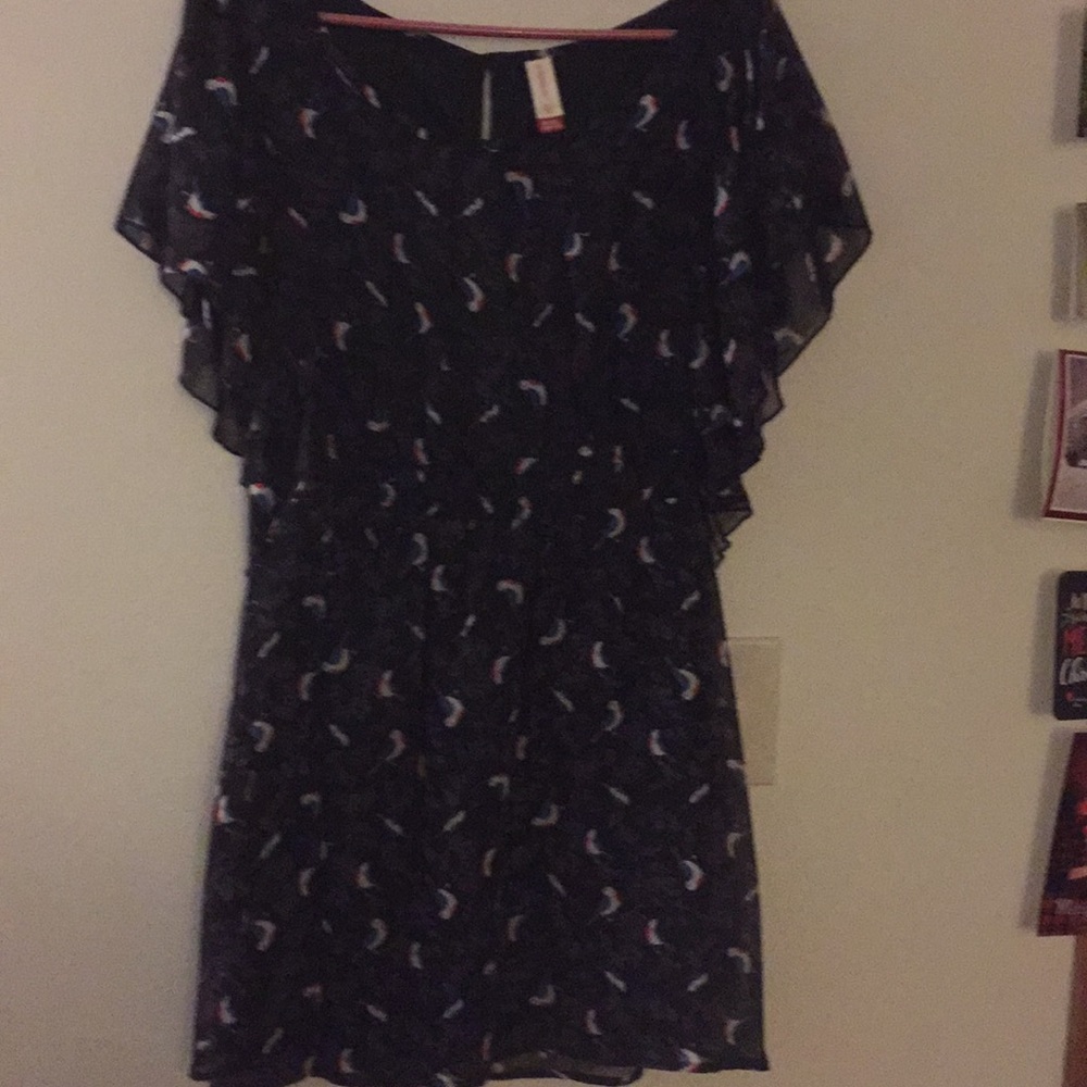 Black dress with birds